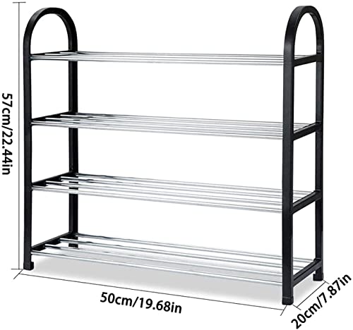Hunkie 4-Tier Shoe Rack,Resin and Metal Footwear Organizer, Multi-Purpose Shoe Rack,Hold 12-Pair Shoes,Support Boots,for Entryway,Bedroom,Porch