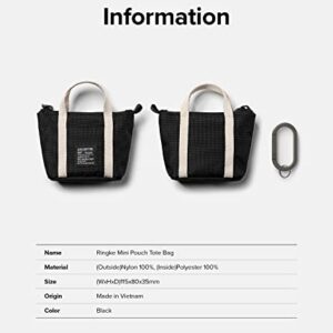 Ringke Mini Pouch Tote Bag Compatible with AirPods Pro Case and AirPods 3rd, 2nd, 1st Generation Case, Galaxy Buds Pouch, Universal Wireless Ear Buds Cover with Keychain for Women, Men - Black