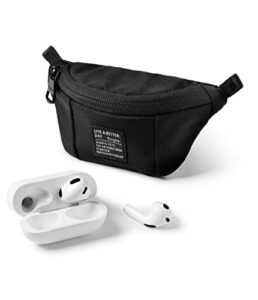 ringke mini pouch sling bag compatible with airpods pro case and airpods 3rd, 2nd, 1st generation case, galaxy buds pouch, universal wireless ear buds cover with keychain for women, men - black