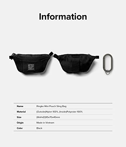 Ringke Mini Pouch Sling Bag Compatible with AirPods Pro Case and AirPods 3rd, 2nd, 1st Generation Case, Galaxy Buds Pouch, Universal Wireless Ear Buds Cover with Keychain for Women, Men - Black