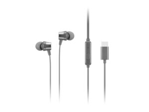 lenovo - 300 wired in-ear usb-c headphones - in-line microphone - usb-c connectivity - play & pause button - 3 sizes silicone ear tips included