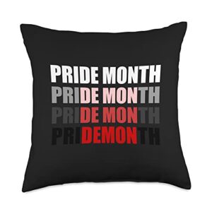 pride month demon funny lgbt parade gay memes pride month changes to demon funny lgbt parade gay meme throw pillow, 18x18, multicolor