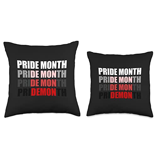 PRIDE MONTH DEMON Funny LGBT Parade Gay Memes Pride Month Changes to Demon Funny LGBT Parade Gay Meme Throw Pillow, 18x18, Multicolor