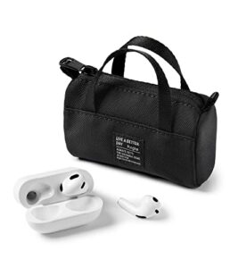 ringke mini pouch sports bag compatible with airpods pro case and airpods 3rd, 2nd, 1st generation case, galaxy buds pouch, universal wireless ear buds cover with keychain for women, men - black
