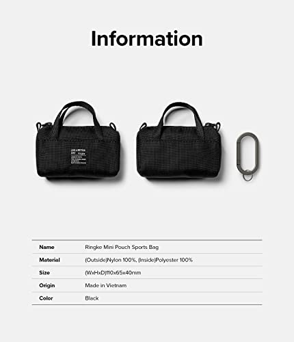 Ringke Mini Pouch Sports Bag Compatible with AirPods Pro Case and AirPods 3rd, 2nd, 1st Generation Case, Galaxy Buds Pouch, Universal Wireless Ear Buds Cover with Keychain for Women, Men - Black