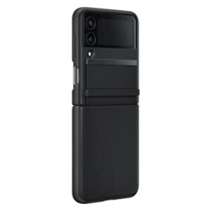 SAMSUNG Galaxy Z Flip4 Flap Leather Cover, Protective, Premium, Luxury Phone Case with Slim Style Design, US Version, Black