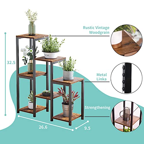 VonDream 3 Tier 7 Potted Plant Stand Indoor, Plant Stands for Indoor Plants Multiple, Corner Plant Shelf for Living Room, Tiered Plant Holder, Metal Plant Table