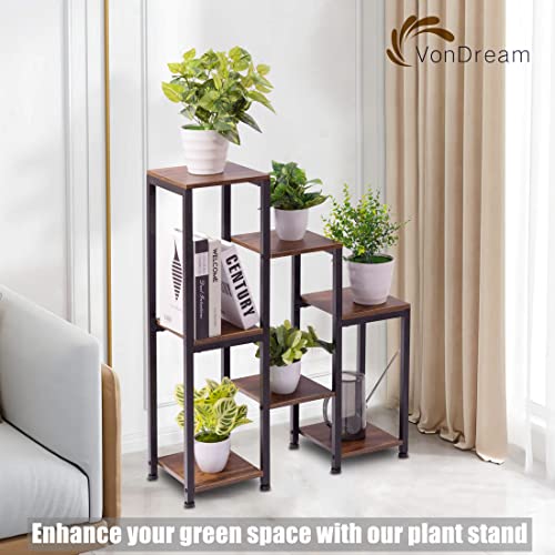 VonDream 3 Tier 7 Potted Plant Stand Indoor, Plant Stands for Indoor Plants Multiple, Corner Plant Shelf for Living Room, Tiered Plant Holder, Metal Plant Table