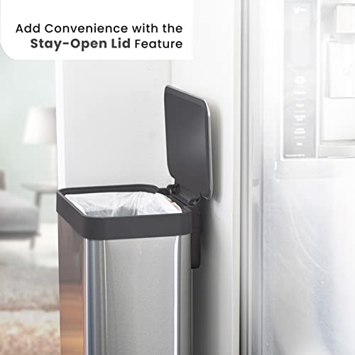 Home Zone Living 18.5 Gallon Kitchen Trash Can, Tall Stainless Steel Liner-Free Body, 70 Liter Capacity, Gen 1