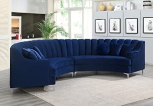 legend vansen velvet sofa for living room oversized round shape sectional, 142" l x 31" d x 36" h, blue