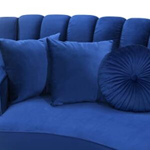 Legend Vansen Velvet Sofa for Living Room Oversized Round Shape Sectional, 142" L x 31" D x 36" H, Blue