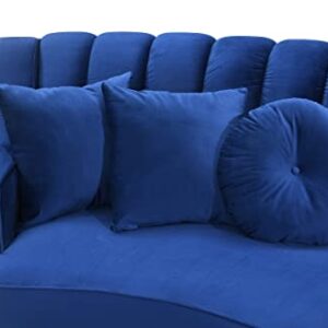 Legend Vansen Velvet Sofa for Living Room Oversized Round Shape Sectional, 142" L x 31" D x 36" H, Blue