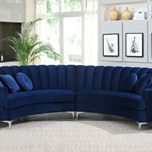 Legend Vansen Velvet Sofa for Living Room Oversized Round Shape Sectional, 142" L x 31" D x 36" H, Blue
