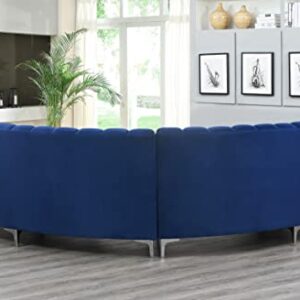 Legend Vansen Velvet Sofa for Living Room Oversized Round Shape Sectional, 142" L x 31" D x 36" H, Blue