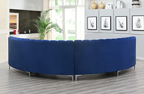 Legend Vansen Velvet Sofa for Living Room Oversized Round Shape Sectional, 142" L x 31" D x 36" H, Blue