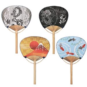 terra distribution japanese fan [ designed in japan ] 4 pieces set [ for decorative folding fan/folding hand fan/chinese fan/bamboo fan/clack fan/rave fan lovers ]