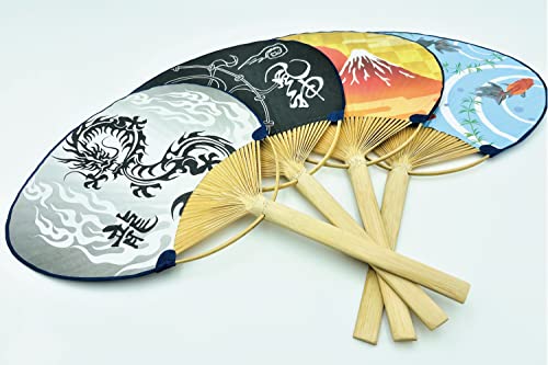 Terra Distribution Japanese Fan [ Designed in Japan ] 4 Pieces Set [ for Decorative Folding Fan/Folding Hand Fan/Chinese Fan/Bamboo Fan/Clack Fan/Rave Fan Lovers ]