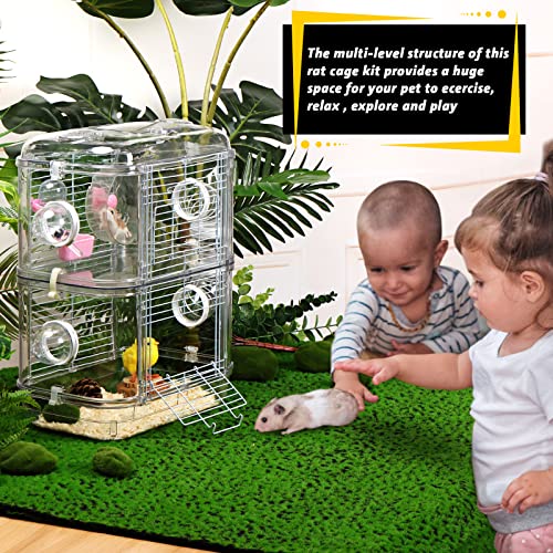 MLOHASING Hamster Cages and Habitats,Rat Cage with Hamster Accessories Including Hamster Ball，Food Dish, Water Bottle，Small Animal Cage and Playpen