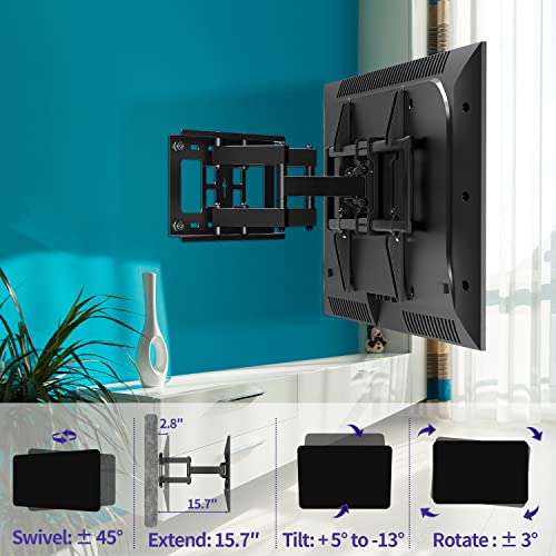 TV Wall Mount for 42-75 inch TVs, Universal Swivel TV Mount Bracket Hold up to 100 lbs., Tilt TV Bracket for LED LCD OLED, 4K Flat or Curved Screen Max VESA 600x400, Fit up to 16” Wood Studs