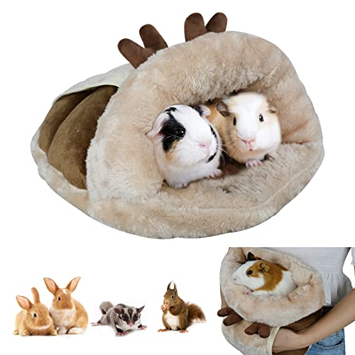 HOMEYA Guinea Pig Hideout, Small Animal Guinea Pig Bed Cuddle Cave Warm Fleece Cozy House Bedding Sleeping Cushion for Chinchilla Sugar Glider Rat Rabbit Cage Accessories Birthday Gift