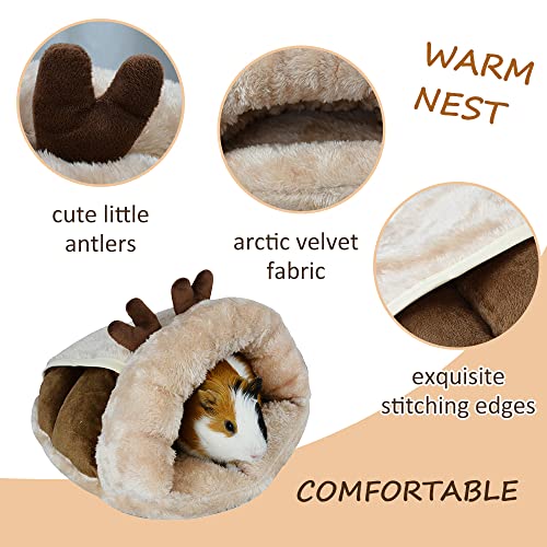 HOMEYA Guinea Pig Hideout, Small Animal Guinea Pig Bed Cuddle Cave Warm Fleece Cozy House Bedding Sleeping Cushion for Chinchilla Sugar Glider Rat Rabbit Cage Accessories Birthday Gift