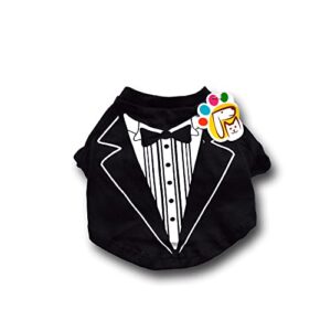 petmont casual t-shirt for pets desing: tuxedo black great for small and medium dogs size small