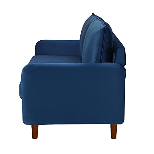 Loveseat Sofa, 68.8 " Modern Velvet Loveseat for Living Room with High-Density Foam Cushion Comfy Futon Couch with Spacious Seat Solid Wood Legs Recliner Couch Accent Sofa for Bedroom, Office (Blue)