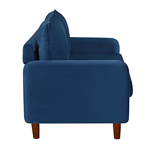 Loveseat Sofa, 68.8 " Modern Velvet Loveseat for Living Room with High-Density Foam Cushion Comfy Futon Couch with Spacious Seat Solid Wood Legs Recliner Couch Accent Sofa for Bedroom, Office (Blue)