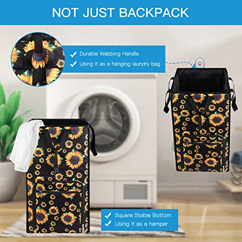 Bukere Laundry Hamper, Extra Large 2 in 1 Laundry Backpack Bag for College Students Dorm Essentials, Adjustable Shoulder Straps, Freestanding Laundry Basket for Apartment, Laundromat, Travel