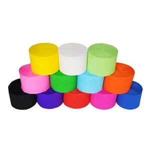 12 Rolls in 12 Colors Party Streamers, 12 Pieces 82 feet Crepe Paper Streamets Aqua Party Decorations, Multi Colored Stremmer, Party Supplies for Wedding Birthday Baby Shower Graduation Bridal Shower