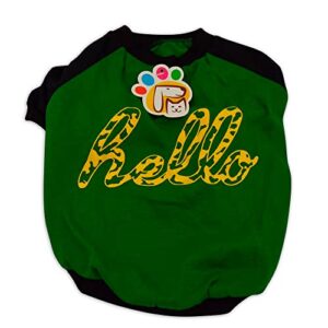 petmont casual t-shirt for pets desing: hello green and black great for small and medium dogs size extra small