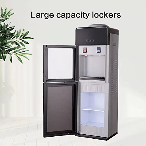 Top Loading Water Cooler Dispenser, Axonl Holds 3-5 Gallon Bottles Compressor Cooling Water Dispenser Hot&Cold Water Cooler Dispenser Safety Lock&Storage Cabinet Home Office School, Grey VWD0003AGR