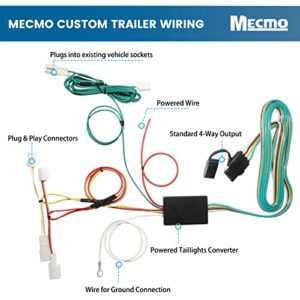 MECMO 4 Way Flat Trailer Wiring Harness for 2011-2014 Toyota Sienna & 2011-2020 Sienna SE, 56106 T-Connector, Plug-in Simple Vehicle-Side 4-Pole Flat Trailer Hitch Wiring