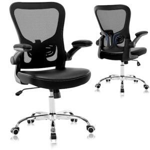 x xishe office chair ergonomic desk chair,mesh computer chair,home office desk chairs,executive task chair,adjustable height pu leather flip-up armests swivel rolling wheels comfortable chair,black