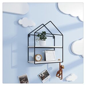 aijadesk geometric metal wall mounted shelves - house-shaped display for plants, storage & organizer for home & farmhouse decor
