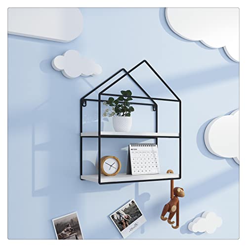 AIJADESK Geometric Metal Wall Mounted Shelves - House-Shaped Display for Plants, Storage & Organizer for Home & Farmhouse Decor