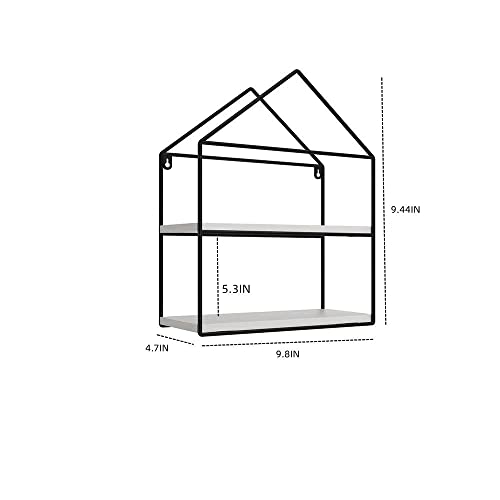 AIJADESK Geometric Metal Wall Mounted Shelves - House-Shaped Display for Plants, Storage & Organizer for Home & Farmhouse Decor