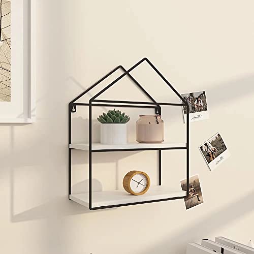 AIJADESK Geometric Metal Wall Mounted Shelves - House-Shaped Display for Plants, Storage & Organizer for Home & Farmhouse Decor