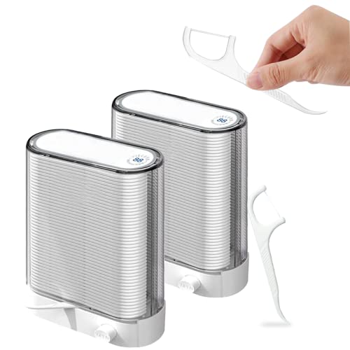 Dental Floss Holder 2 Boxes, Automatic Pop Up Flossers Dispenser, Tasteless Flosser, Hygienic Neat，Total 176PCS Professional Teeth Clean Flossers,Suitable for Home and Office