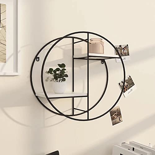 AIJADESK Geometric Wall Shelf Circle Shelf Wall Decor, Unique Metal Woodartfloating Geometric Shelf Apply to Small Space Wall Shelves Wall Hanging Storage Wall Decoration.