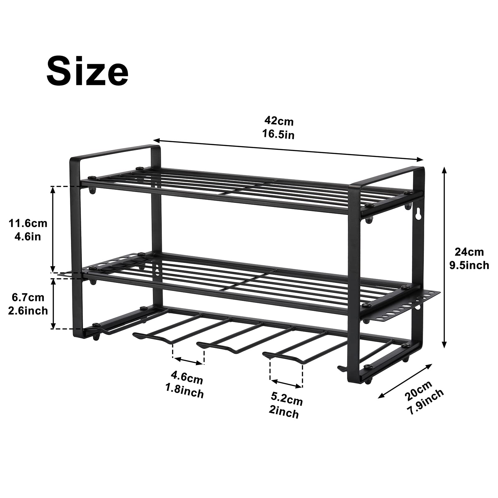 CASOMAN Heavy Duty Power Tool Organizer, Electric Drill Storage Rack, Drill Holder Wall Mount, Holds 5 Drills, for Garage, Home, Workshop