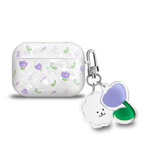 MOLOSLEEVE Airpods Pro Case Cover, Purple Tulip Flower Anti-Slip Scratch Resistant Drop Proof Full Cover Clear Case with Cute Keychain Girls Kids Women Teens for Airpods Pro Charging Case