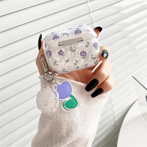 MOLOSLEEVE Airpods Pro Case Cover, Purple Tulip Flower Anti-Slip Scratch Resistant Drop Proof Full Cover Clear Case with Cute Keychain Girls Kids Women Teens for Airpods Pro Charging Case