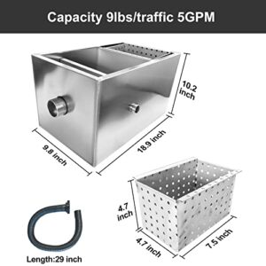Commercial Grease Interceptor Stainless Steel Grease Trap Interceptor Set Detachable Design Under Sink Grease Trap for Restaurant Kitchen Cafe Canteen Factory Wastewater