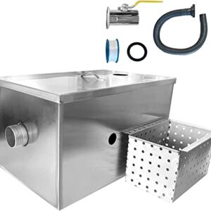 Commercial Grease Interceptor Stainless Steel Grease Trap Interceptor Set Detachable Design Under Sink Grease Trap for Restaurant Kitchen Cafe Canteen Factory Wastewater