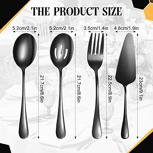 Yetene 19 Pieces Serving Flatware Set Including Stainless Steel Spatulas, Forks, Spoons, Perforated, Soup, Skimmers Spoon, Buffet Tongs, Heavy Duty Black for Home Buffet(Black)