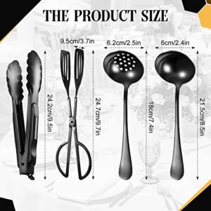 Yetene 19 Pieces Serving Flatware Set Including Stainless Steel Spatulas, Forks, Spoons, Perforated, Soup, Skimmers Spoon, Buffet Tongs, Heavy Duty Black for Home Buffet(Black)