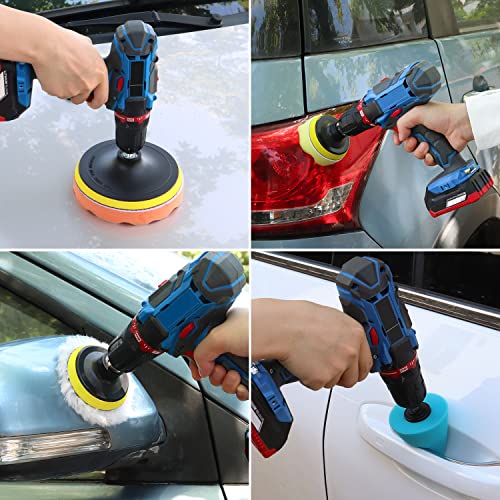 3” & 6” Buffing Polishing Pads Kit with 5/8-11 Thread Backing Pads for Polisher & Electric Drill, Car Foam Pads Hex Shaft Conical Polishing Sponge for Car Body Wheel Polishing and Cleaning, 21 PCS