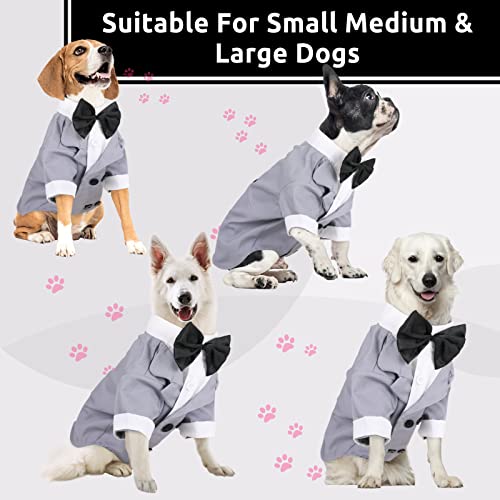 SUNFURA Large Dog Tuxedo Dog Suit, Dog Gentleman Costume Party Suit with Bow Tie Shirt for Halloween Christmas, Formal Pet Wedding Attire for Large Medium Dogs Golden Retriever Samo Husky Bulldogs