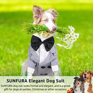 SUNFURA Large Dog Tuxedo Dog Suit, Dog Gentleman Costume Party Suit with Bow Tie Shirt for Halloween Christmas, Formal Pet Wedding Attire for Large Medium Dogs Golden Retriever Samo Husky Bulldogs